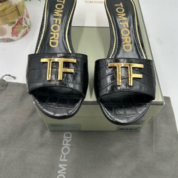 Women's Tom Ford crocodile effect slides size 36.5 made in Italy - Picture 2 of 9